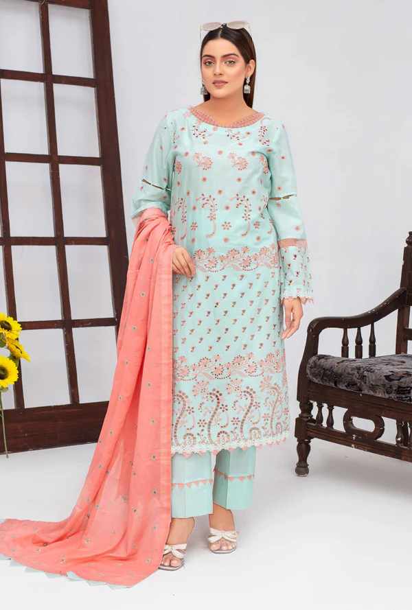 Fiza Noor – 3 Piece Embroidered Lawn Suit