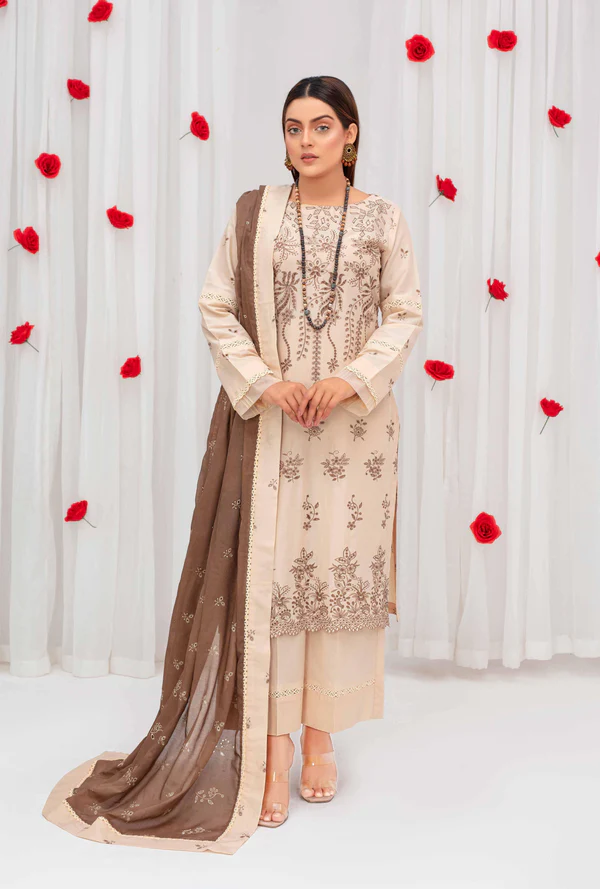 Fiza Noor – 3 Piece Embroidered Lawn Suit