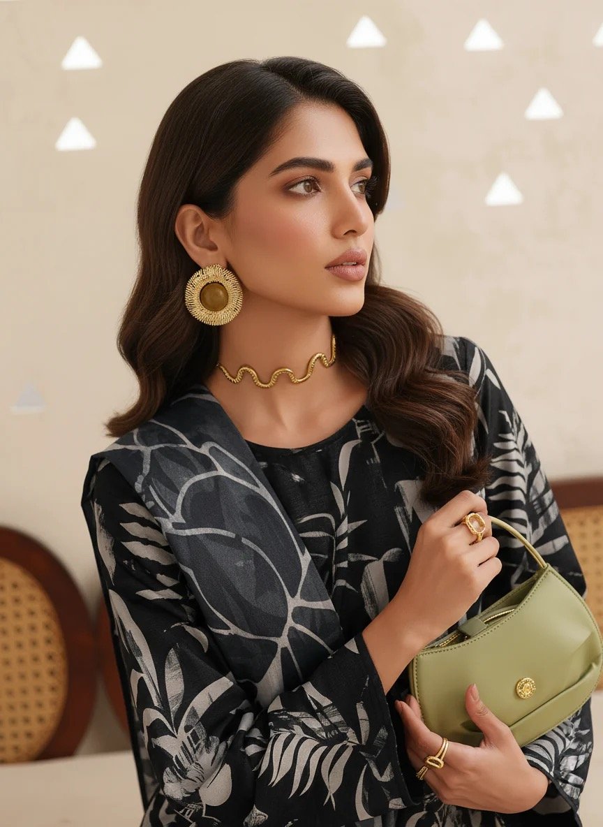 Classic Contrast | 3pc Printed Lawn - Image 2