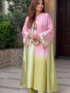 Pink Pistachio silk kaftan 3pc dress