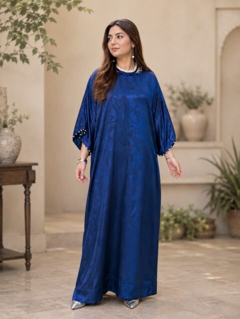 KOREAN SELF-PRINT SILK KAFTAN
